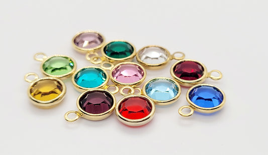 Gold Crystal Channel Birthstone Charm