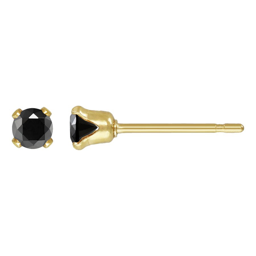 14K Gold Filled 3 mm CZ (Black) Stud Earring