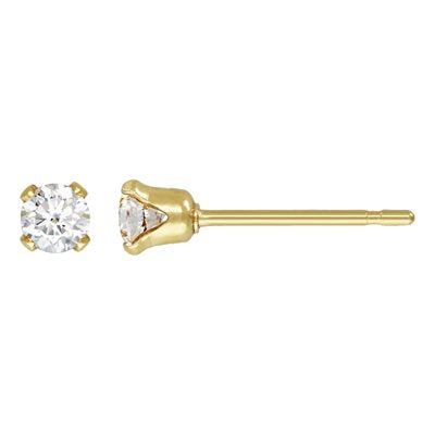 14K Gold Filled 3 mm Cubic Zirconia Birthstone Stud Earrings /  Clear (April)