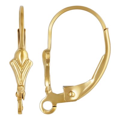 14K Gold Filled  Fleur De Lis Leverback