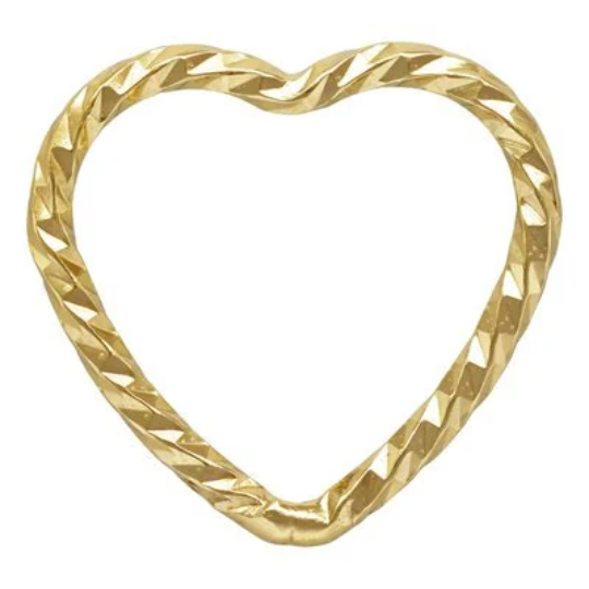 2 Pieces 14K Gold Filled CLOSED Sparkle Heart Connector