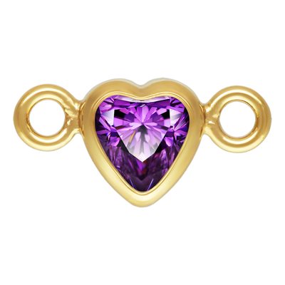 3 mm AAA Cubic Zirconia 14K Gold Filled Micro Heart Birthstone Connector - 12 Colors