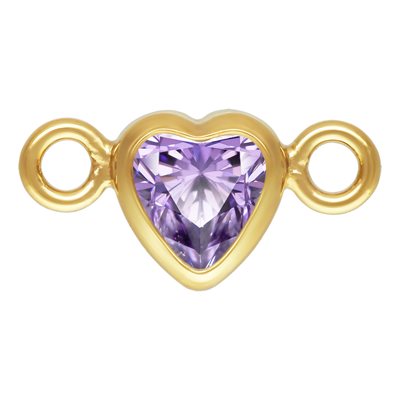 3 mm AAA Cubic Zirconia 14K Gold Filled Micro Heart Birthstone Connector - 12 Colors