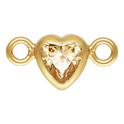 3 mm AAA Cubic Zirconia 14K Gold Filled Micro Heart Birthstone Connector - 12 Colors
