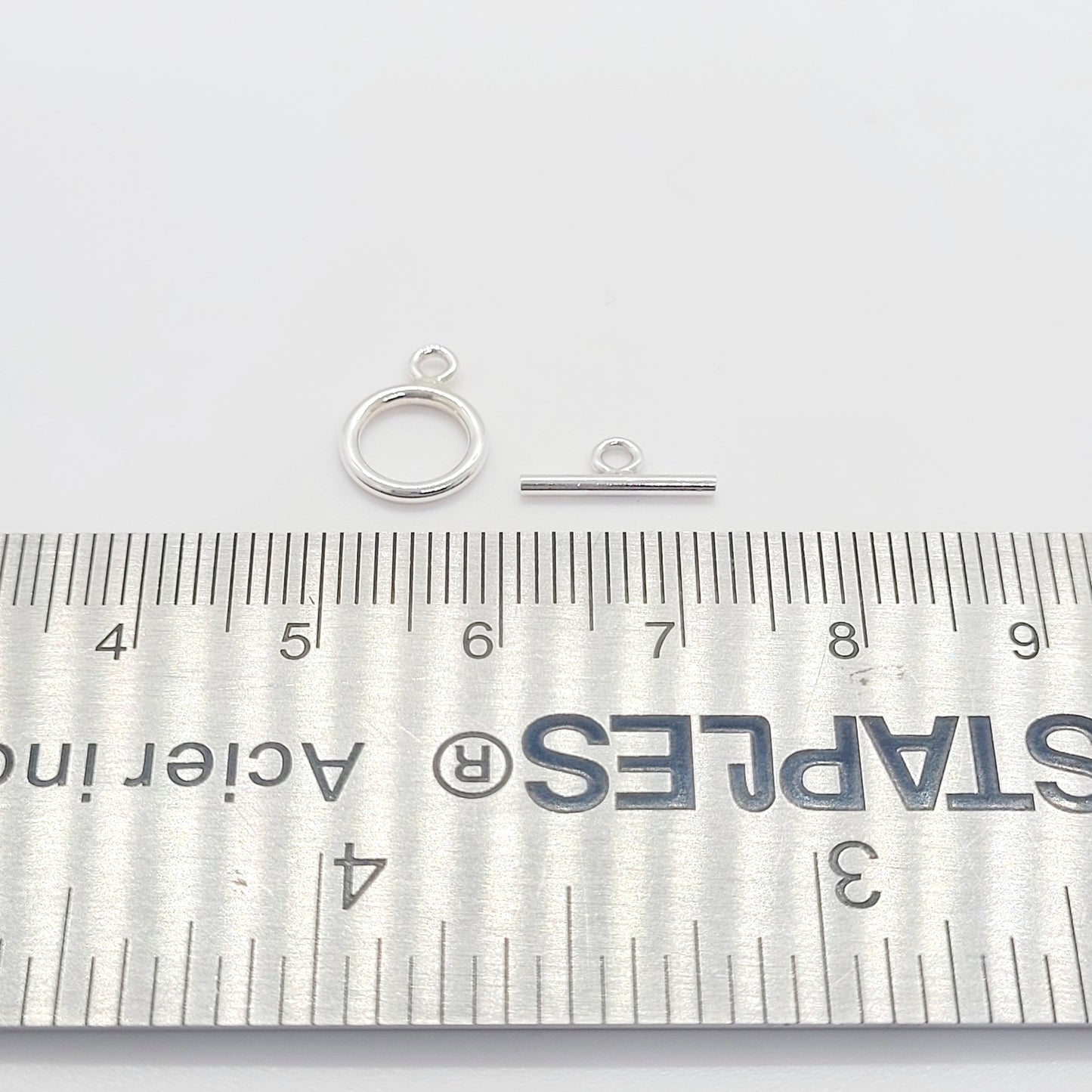 .925 Sterling Silver Tiny Toggle Set 9 mm Ring / 11.4 mm Bar