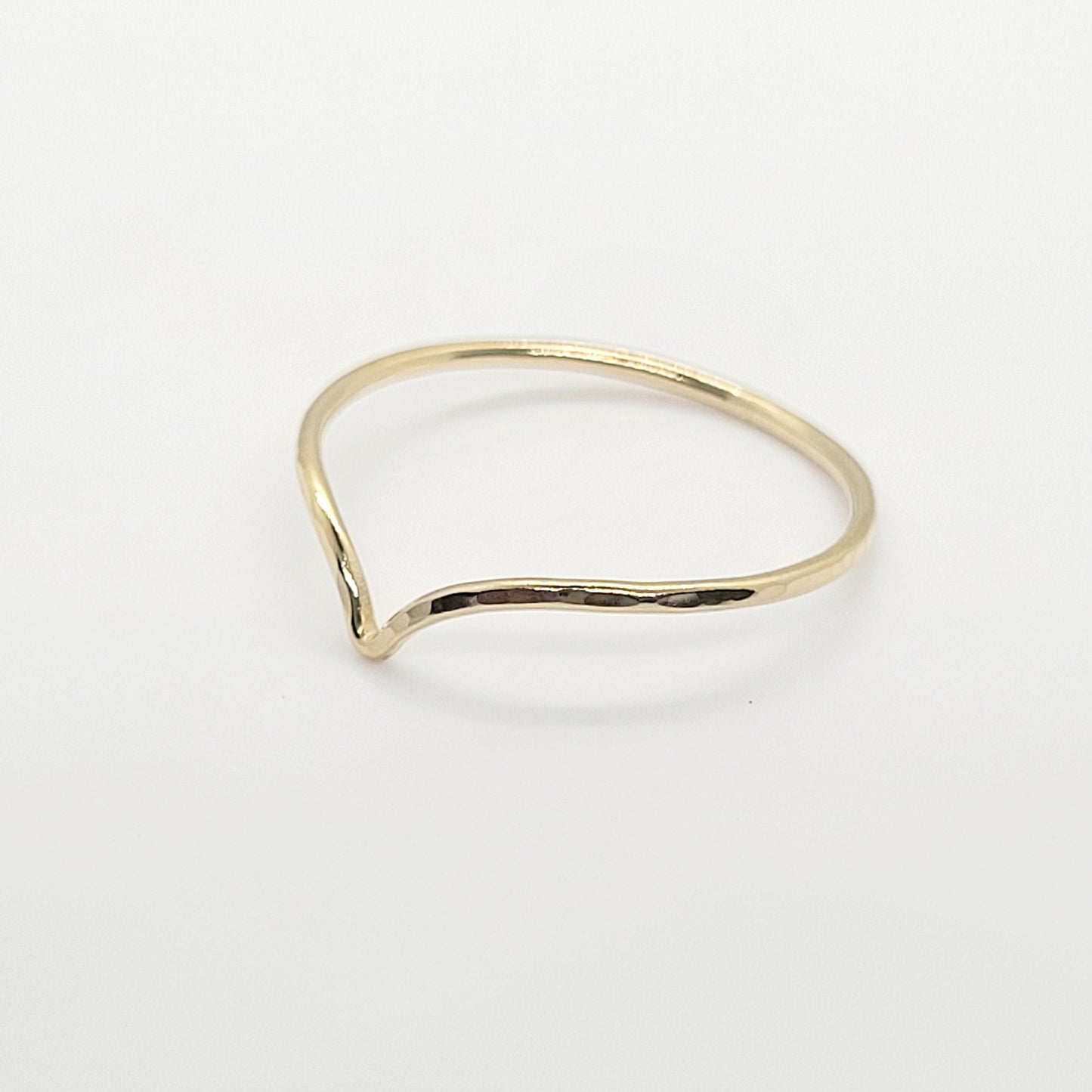 14K Gold Filled Chevron Ring - Hammered