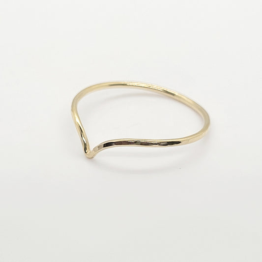 14K Gold Filled Chevron Ring - Hammered