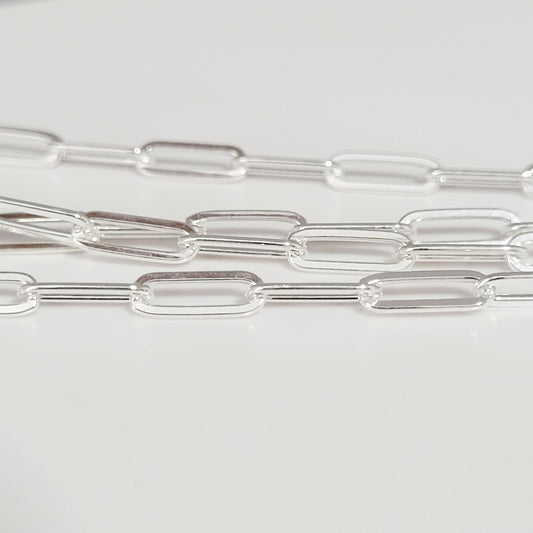 .925 Sterling Silver 9 x 3 x .8 mm FLAT PAPERCLIP Chain / By the Inch