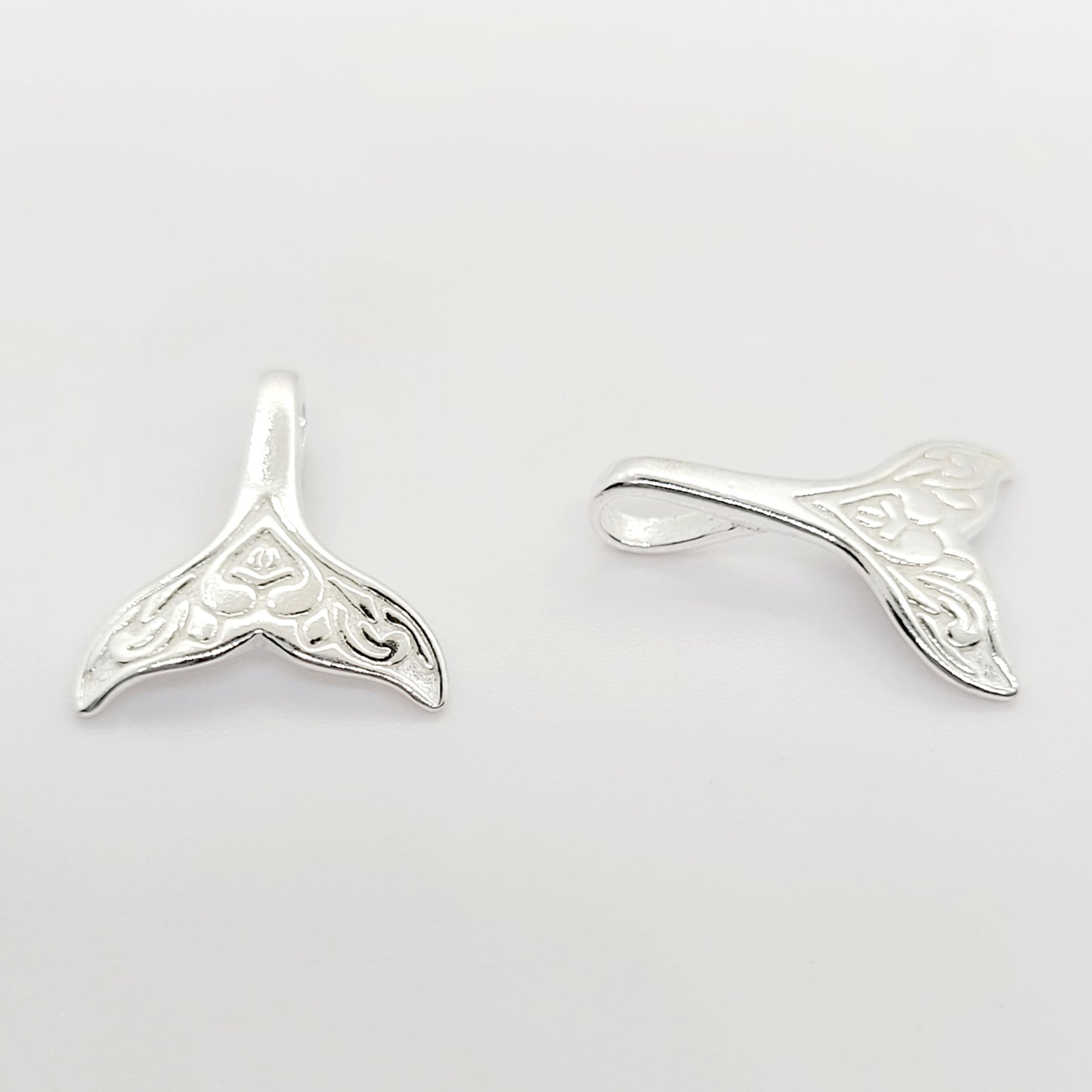 .925 Sterling Silver Petite Whale Tail Pendant
