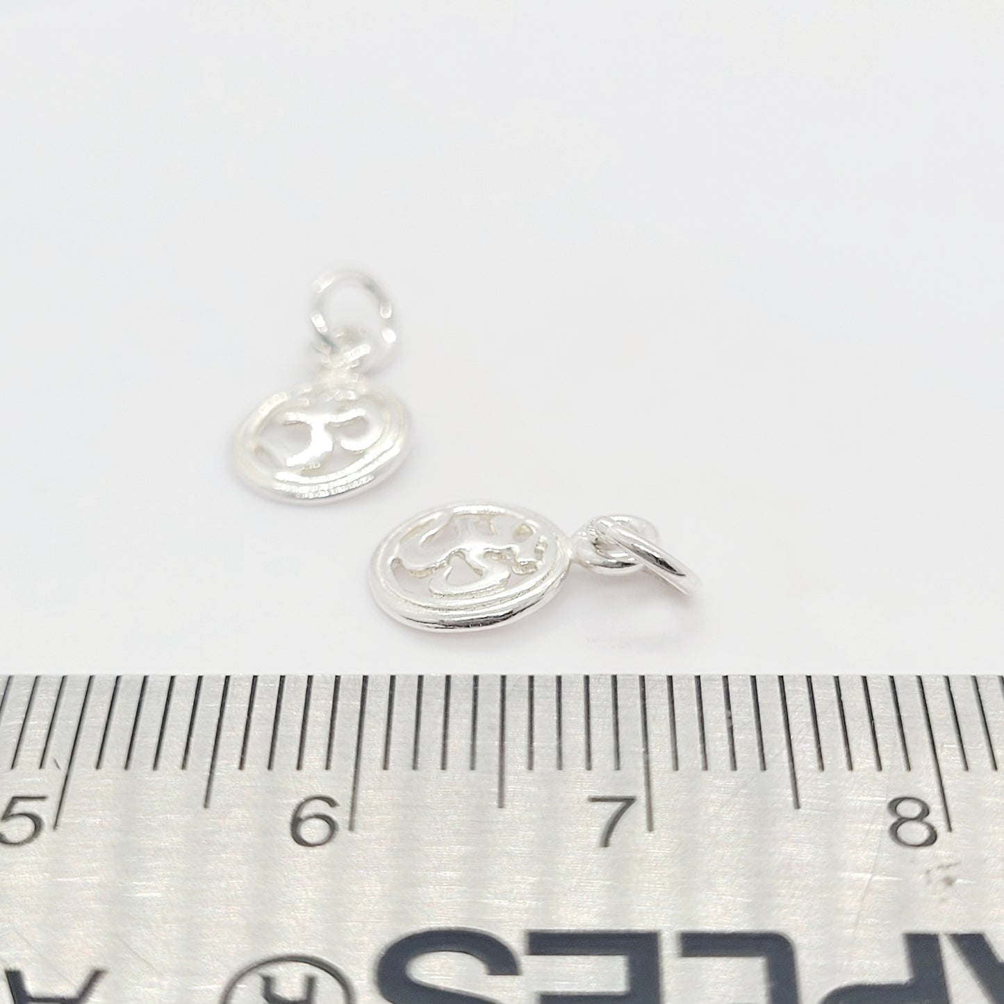 .925 Sterling Silver OM Charm / 8 mm