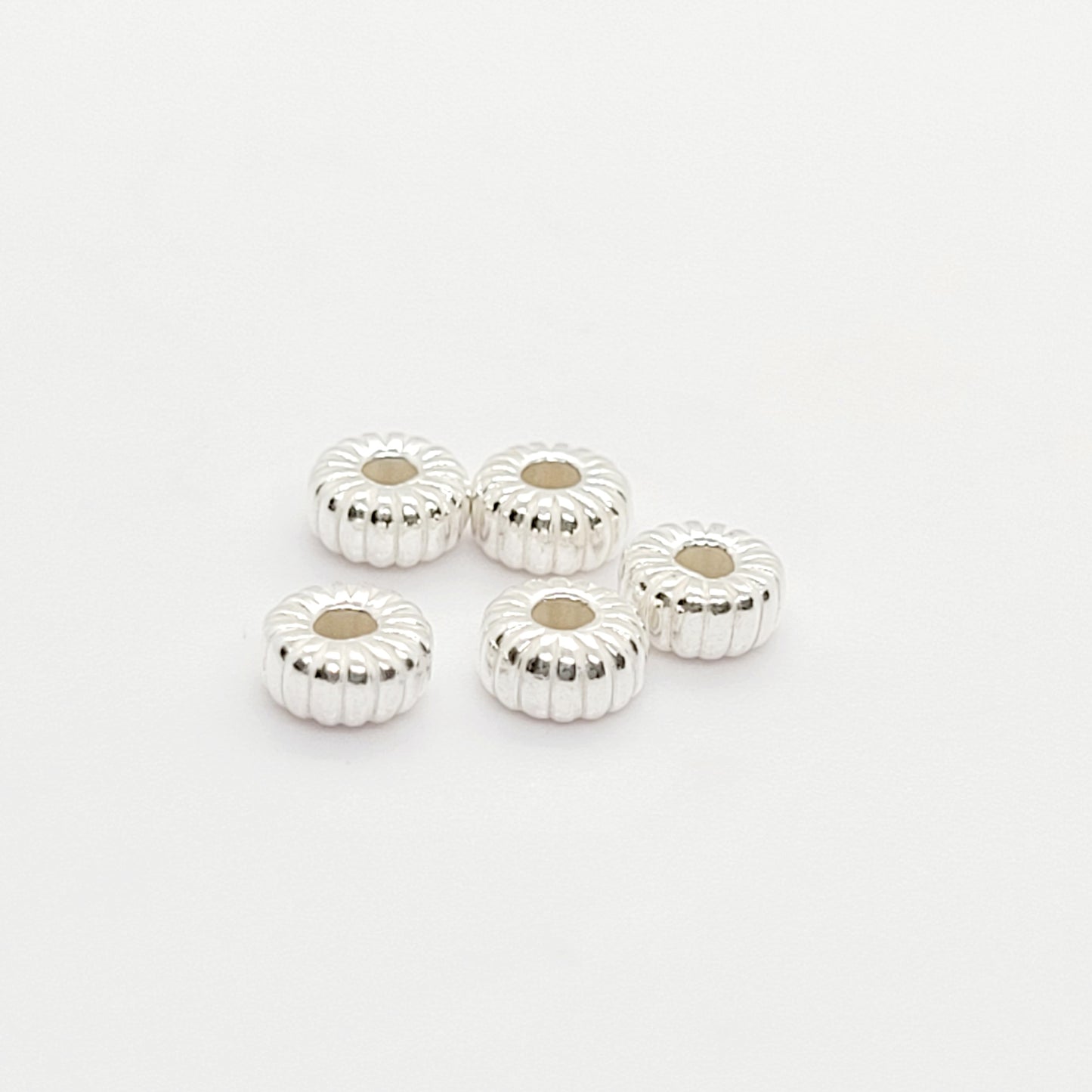 4 mm .925 Sterling Silver Corrugated Rondelle