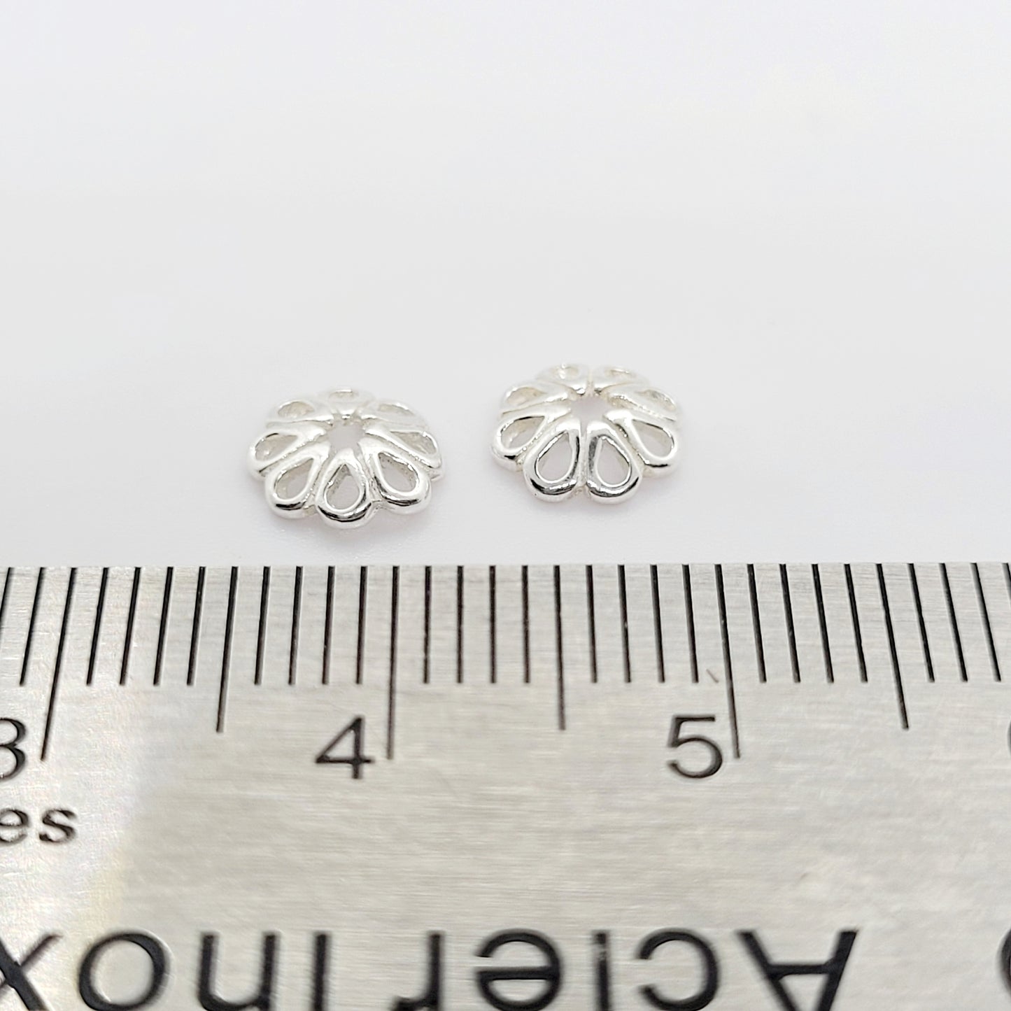 .925 Sterling Silver 7 mm Bead Cap / 2 Pieces