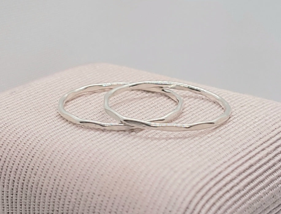 .925 Sterling Silver Hammered 1 mm Stacking Ring