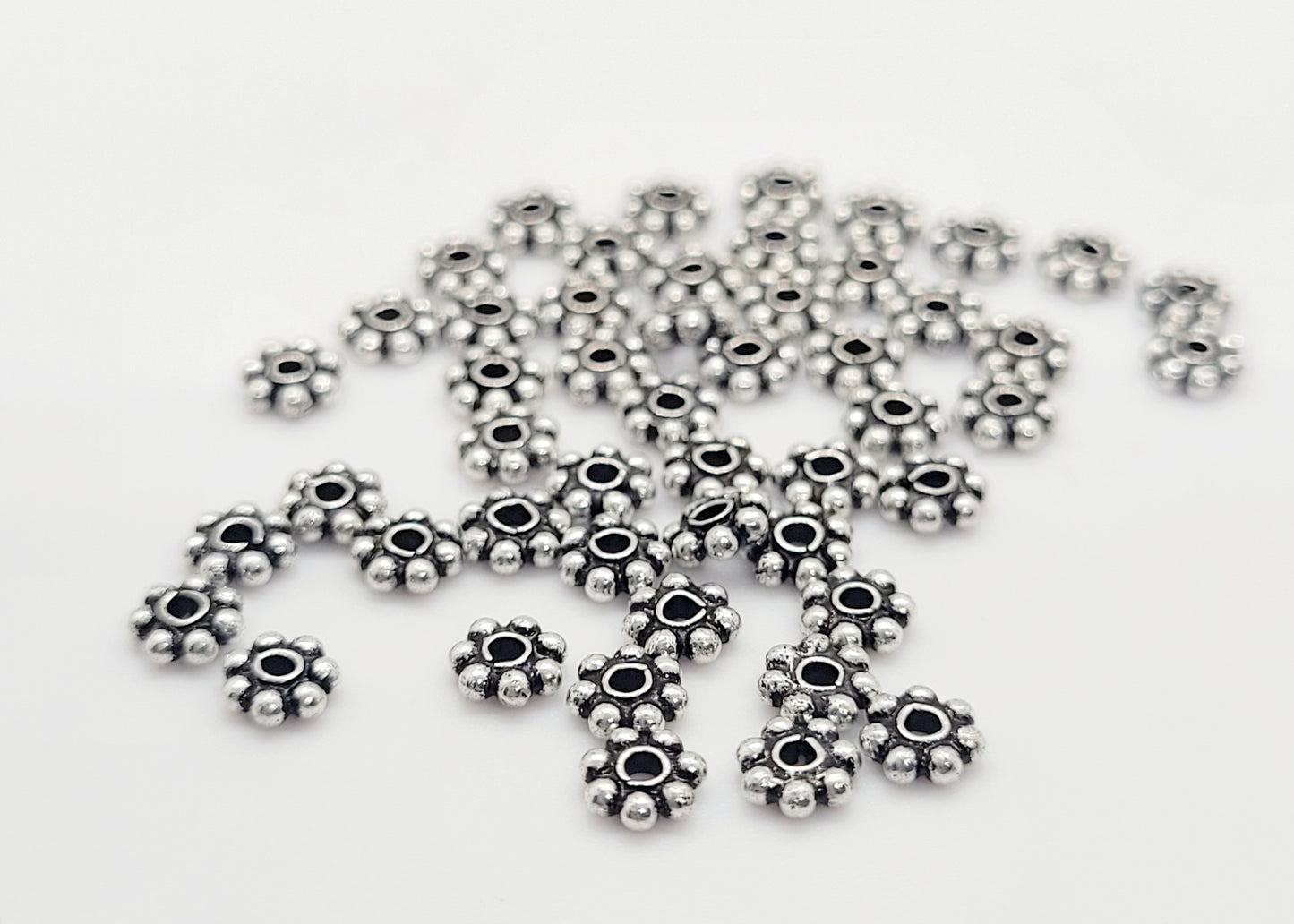 4 mm .925 Sterling Silver Oxidized Daisy Spacer Bead