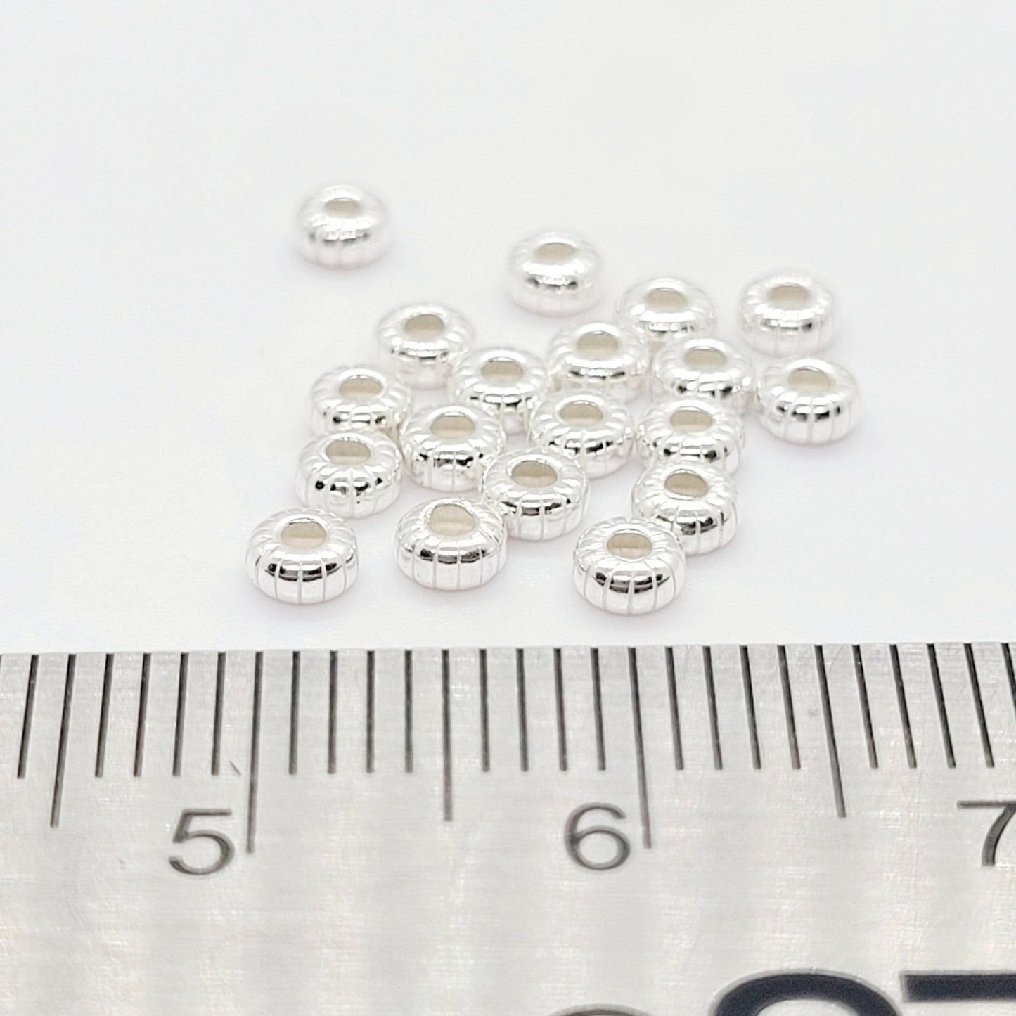 3 mm .925 Sterling Silver Corrugated Rondelle