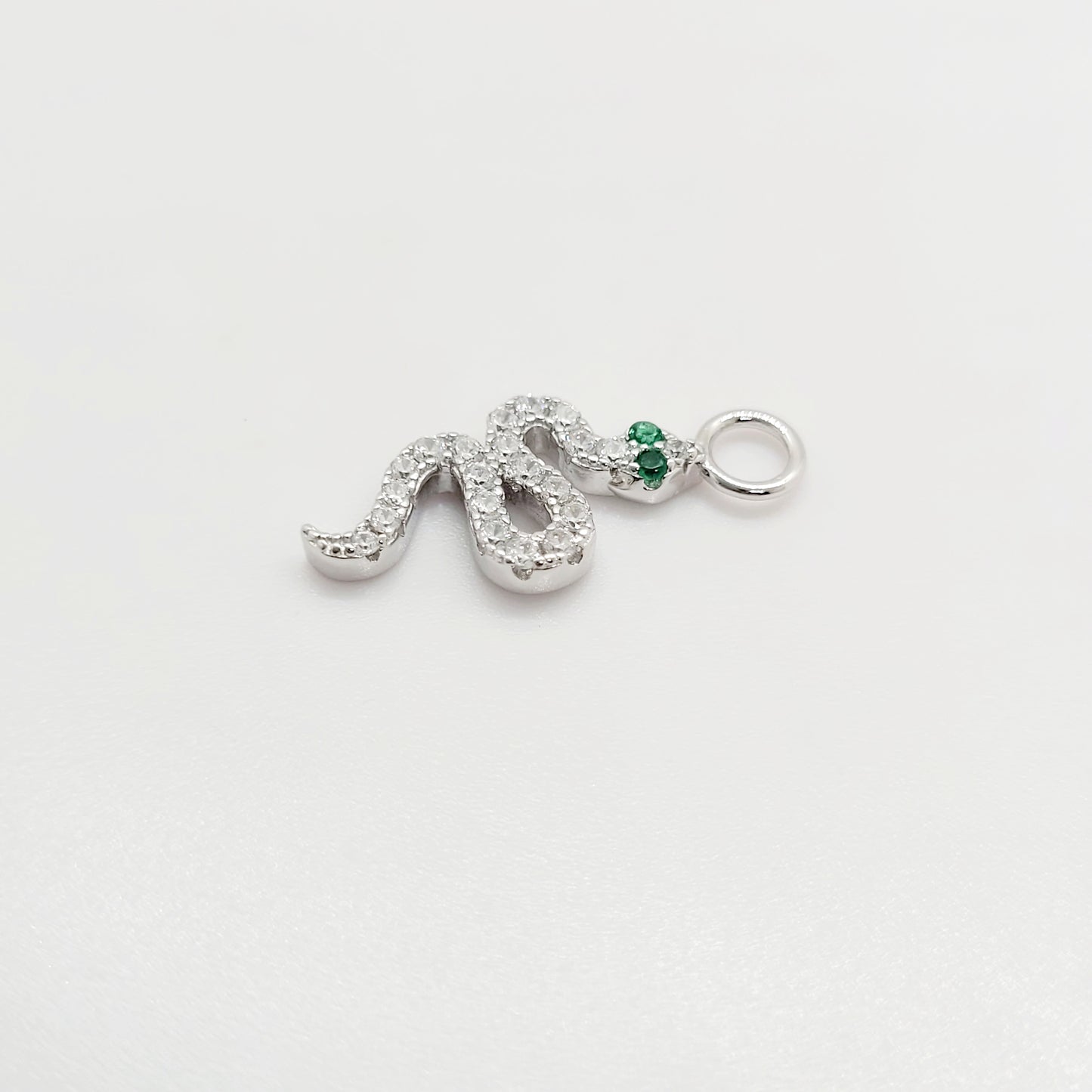 .925 Sterling Silver Snake Charm with Cubic Zirconia
