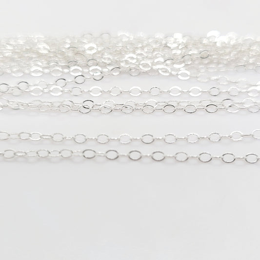 .925 Sterling Silver 1.3 mm FLAT CABLE Chain/ 18"