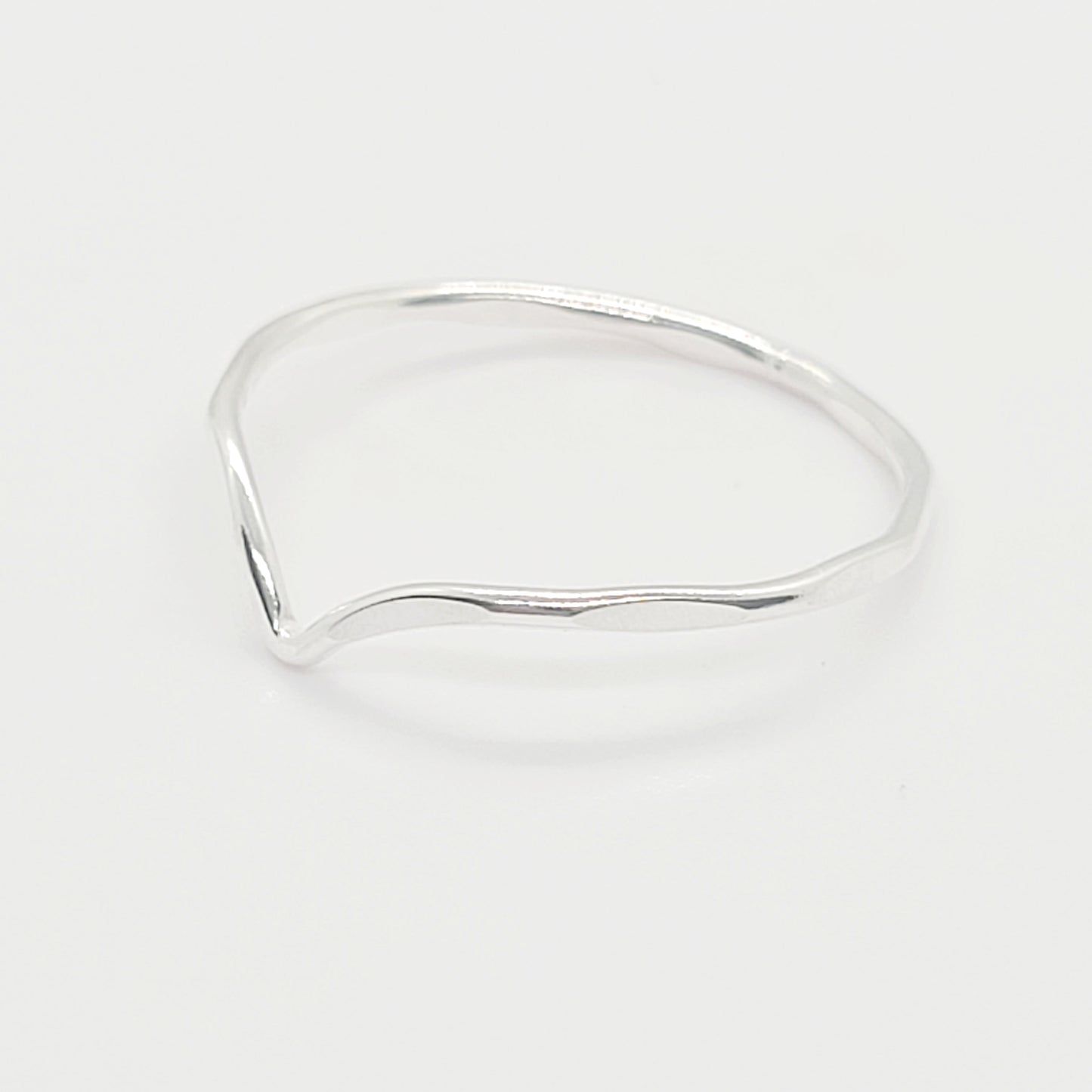 .925 Sterling Silver Chevron Ring - Hammered