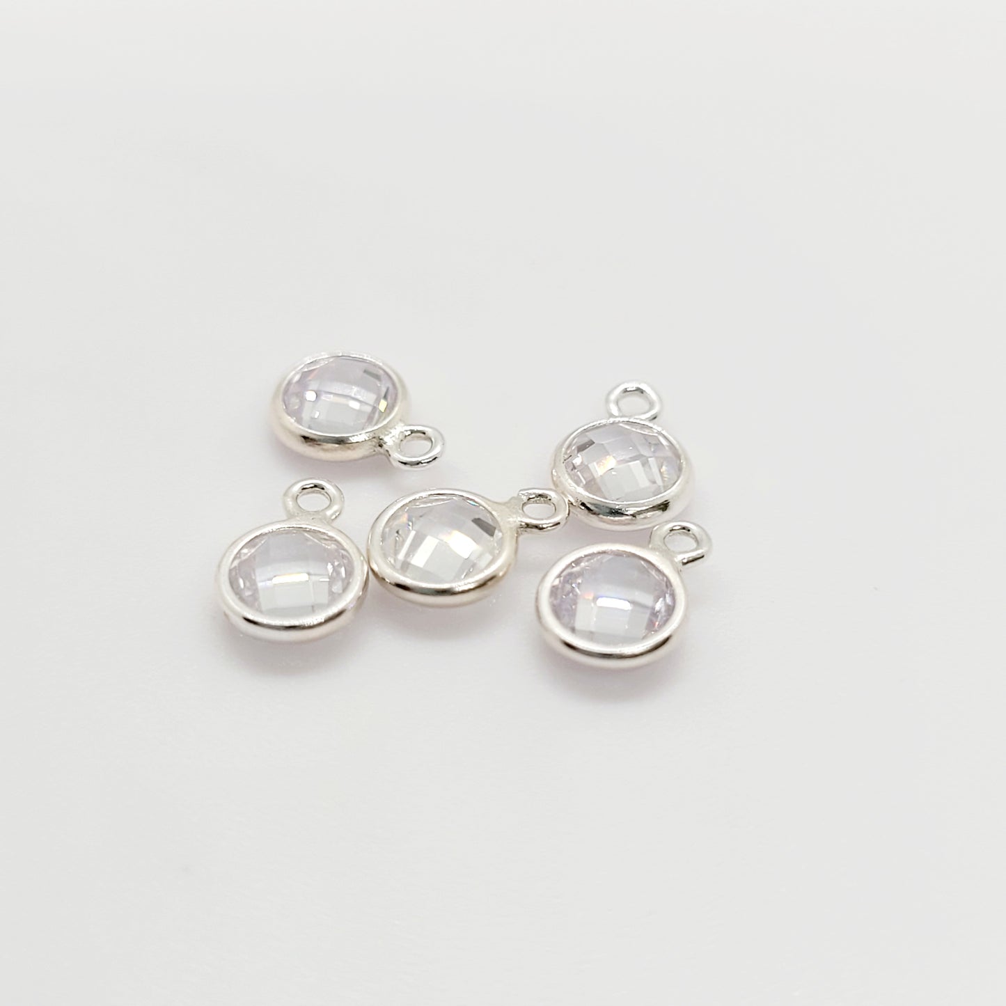 4 mm .925 Sterling Silver Petite  CZ Charm