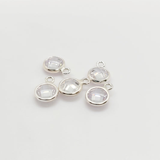 4 mm .925 Sterling Silver Petite  CZ Charm