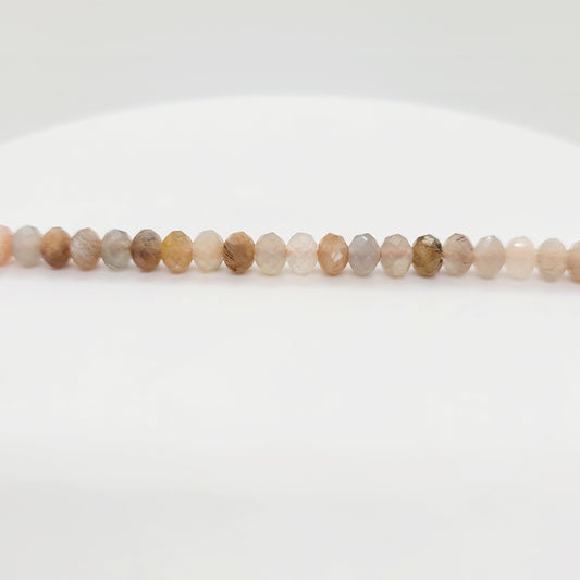 Moonstone  - Rainbow Faceted Rondelle 5x3mm