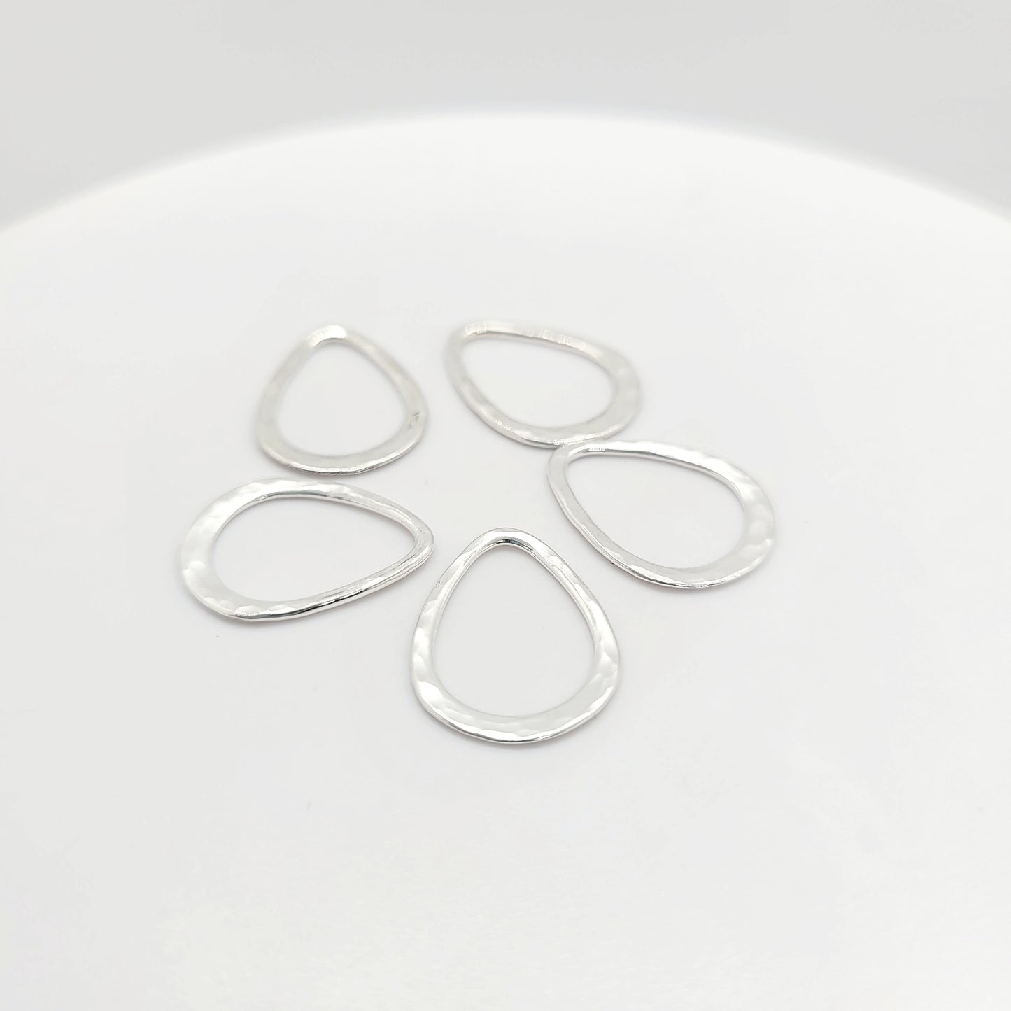 .925 Sterling Silver Hammered Teardrop Connector