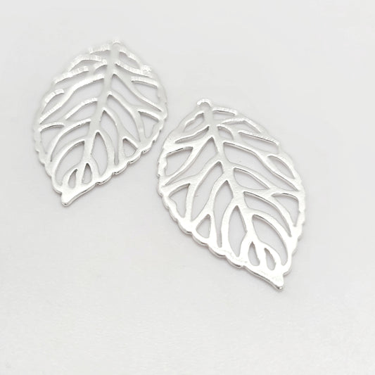 .925 Sterling Silver Leaf Pendant / Earring Feature