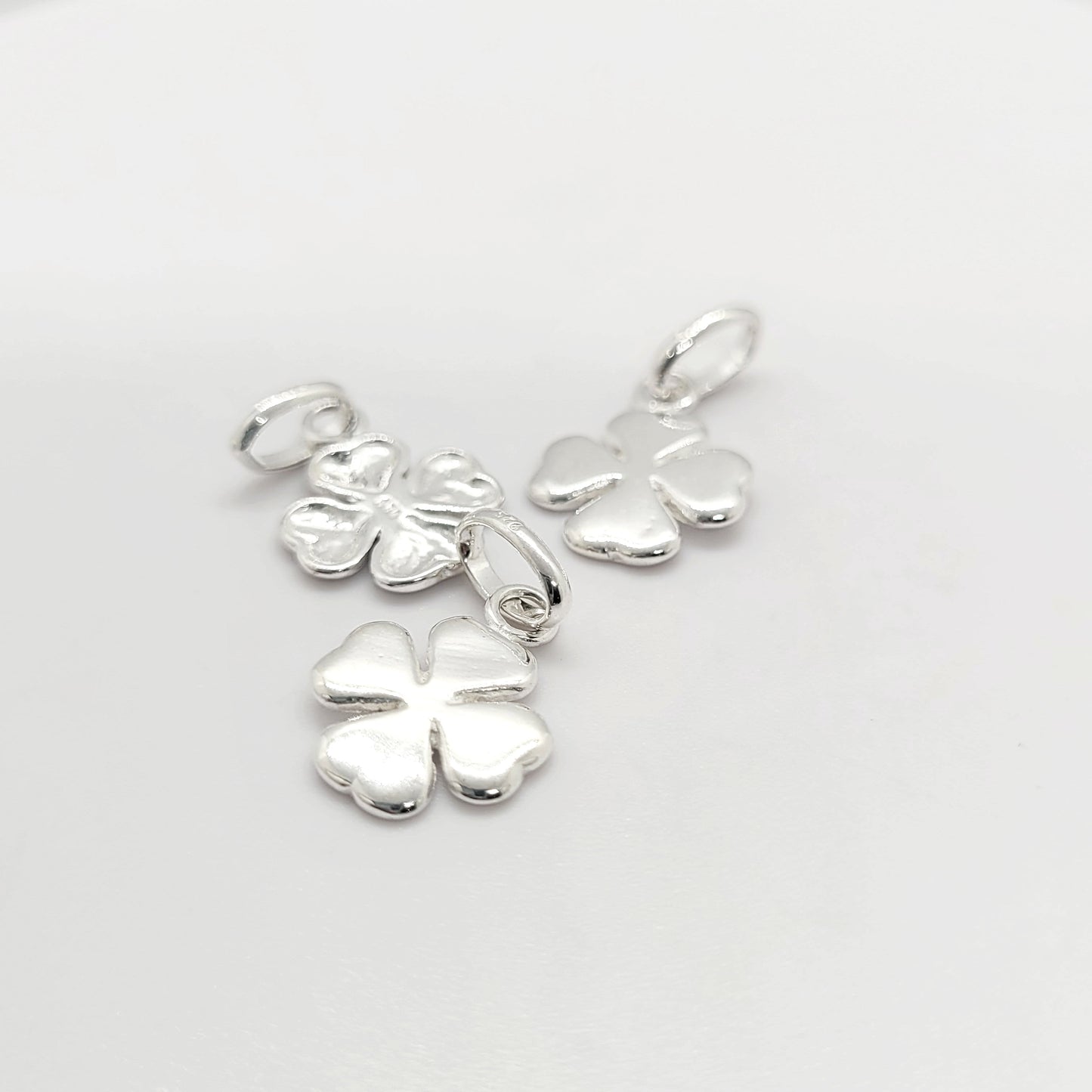 .925 Sterling Silver Four Leaf Clover Pendant Charm