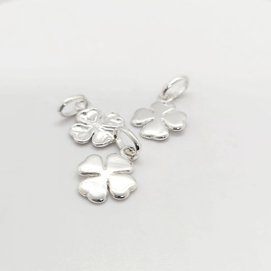 .925 Sterling Silver Four Leaf Clover Pendant Charm