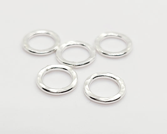 .925 Sterling Silver Hand Hammered 8 mm Closed Connector