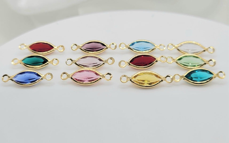Gold Plated Crystal Marquis Birthstone Charm Connector