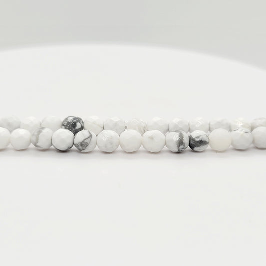 Howlite (White) - Faceted 4 mm