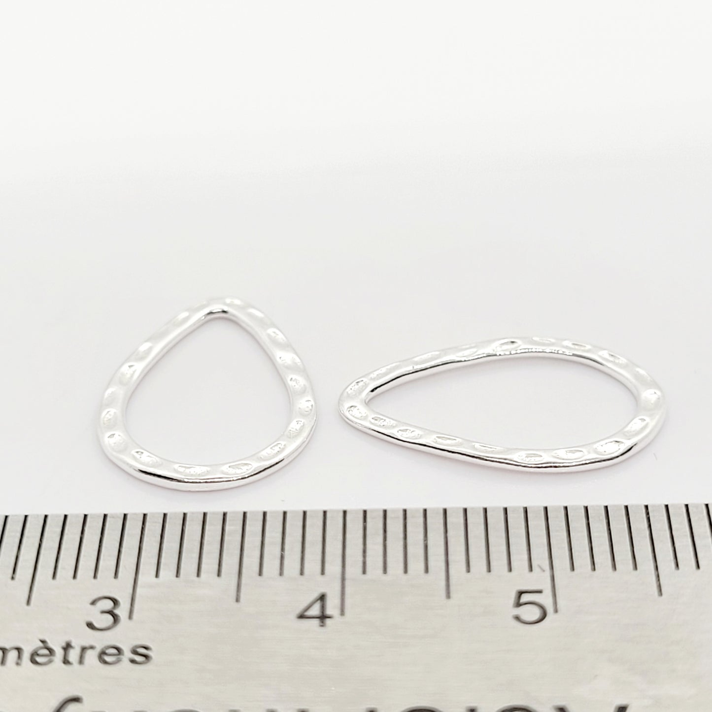 .925 Sterling Silver Textured Teardrop Connector