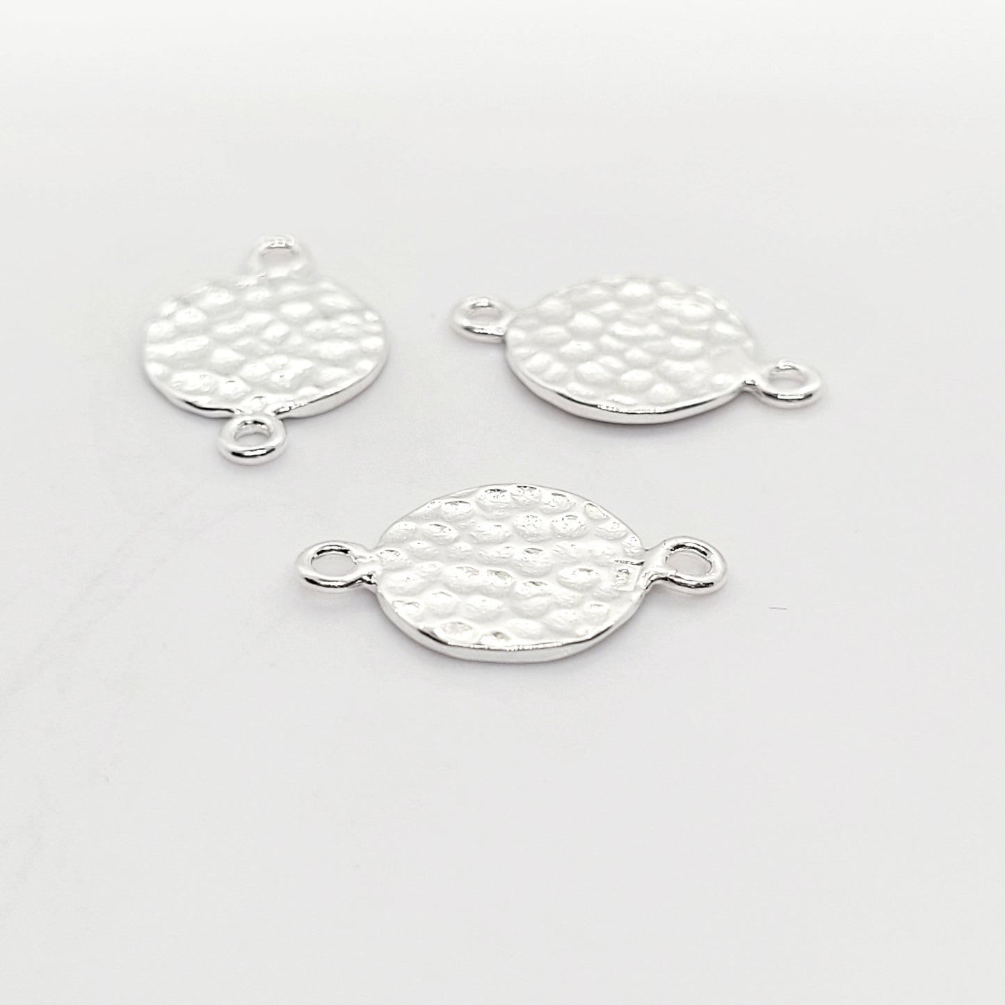 .925 Sterling Silver Hammered  Round Connector