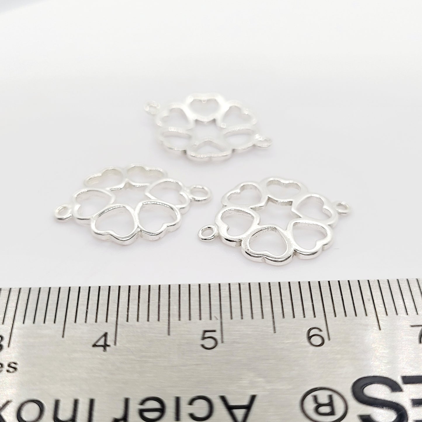 .925 Sterling Silver Heart Connector