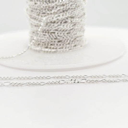 .925 Sterling Silver FIGARO 3:1 Chain  / By the Inch
