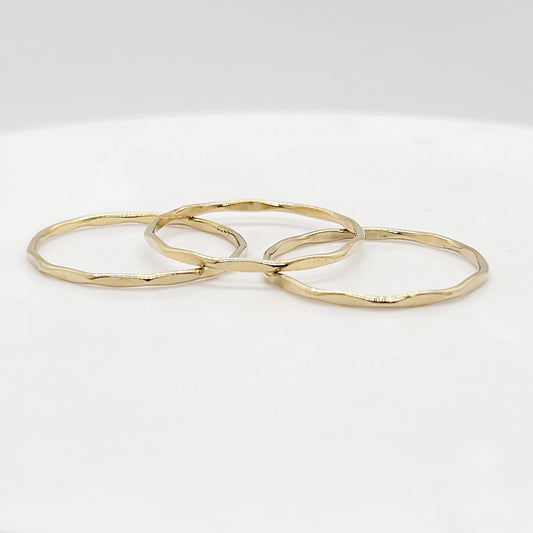 14K Gold Filled 1 mm Hammered Stacking Ring