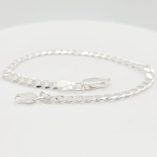 .925 Sterling Silver CURB Bracelet / 3.6 mm - 7"