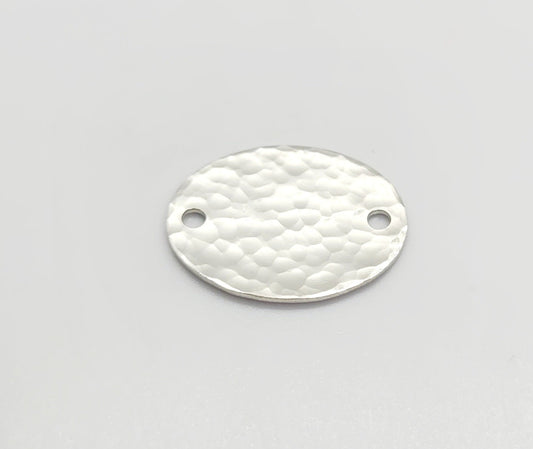 .925 Sterling Silver Hand Hammered Oval Connector