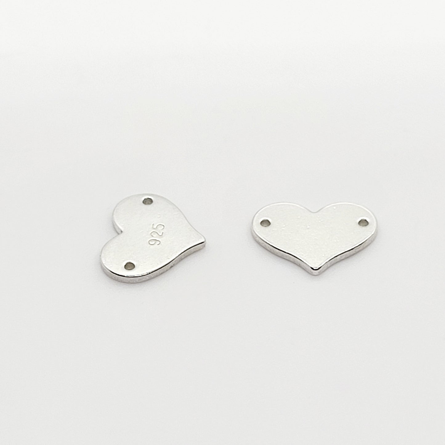 .925 Sterling Silver Heart Quality Tag Connector