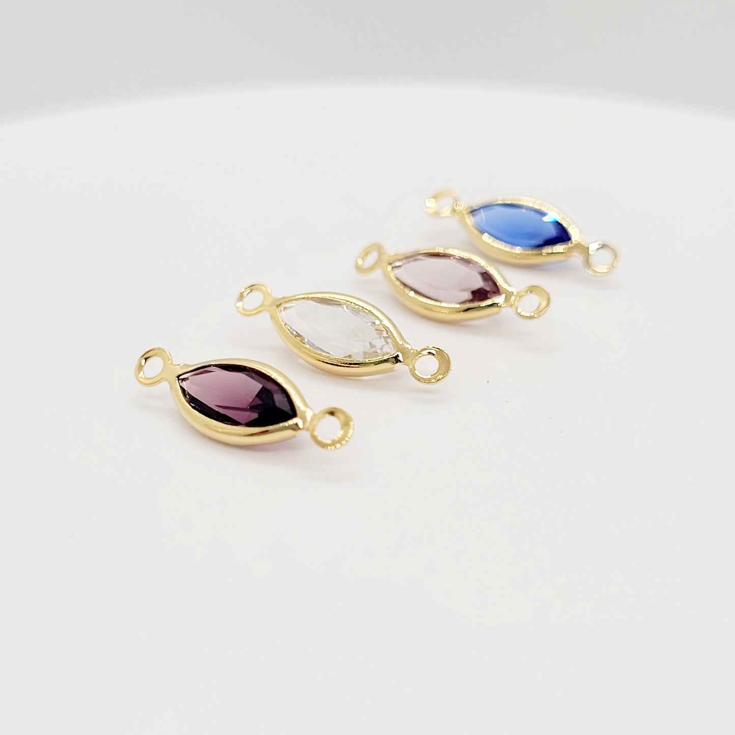 Gold Plated Crystal Marquis Birthstone Charm Connector