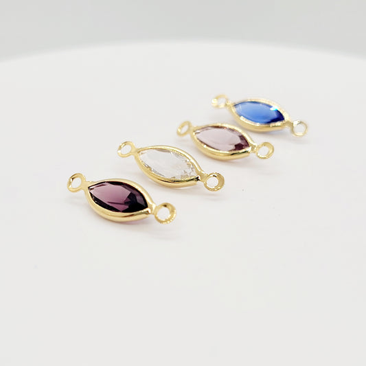 Gold Plated Crystal Marquis Birthstone Charm Connector