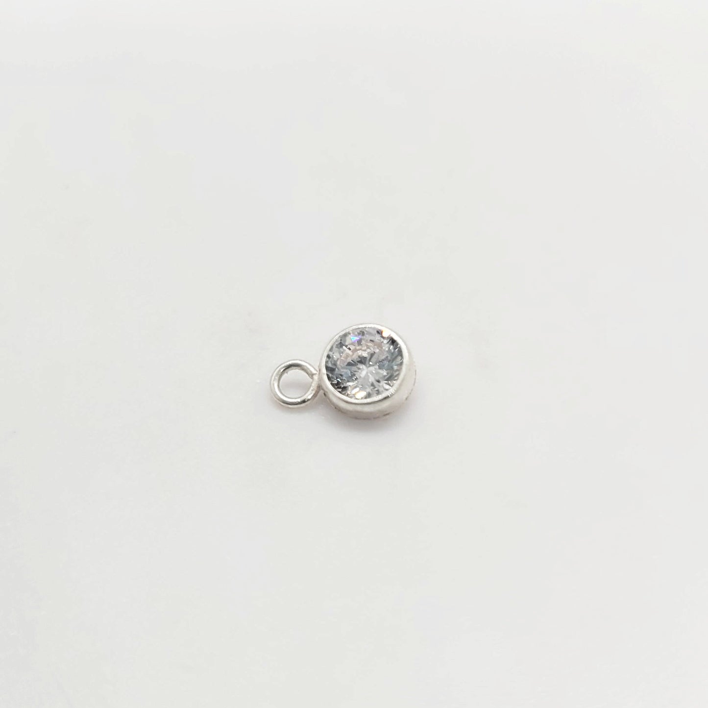 .925 Sterling Silver Charm with 4 mm Cubic Zirconia
