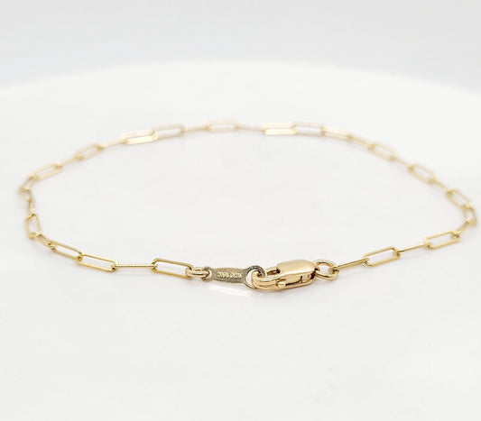 14K Gold Filled Fine FLAT PAPERCLIP Bracelet