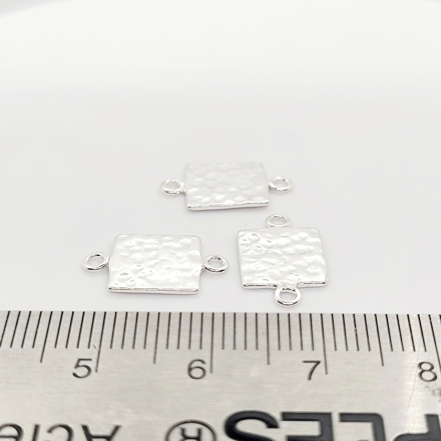 .925 Sterling Silver Hammered Square Connector