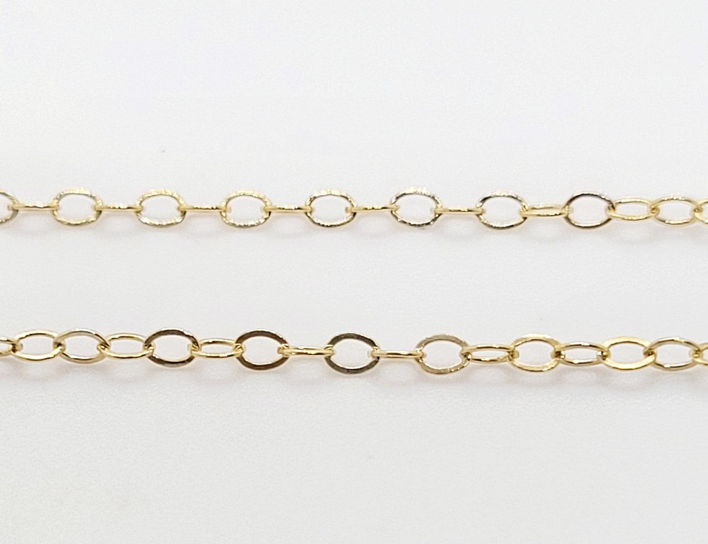 14K Gold Filled 2.4x1.5 mm FLAT CABLE Chain  / By the Inch