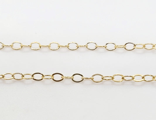 14K Gold Filled 2.4x1.5 mm FLAT CABLE Chain  / By the Inch