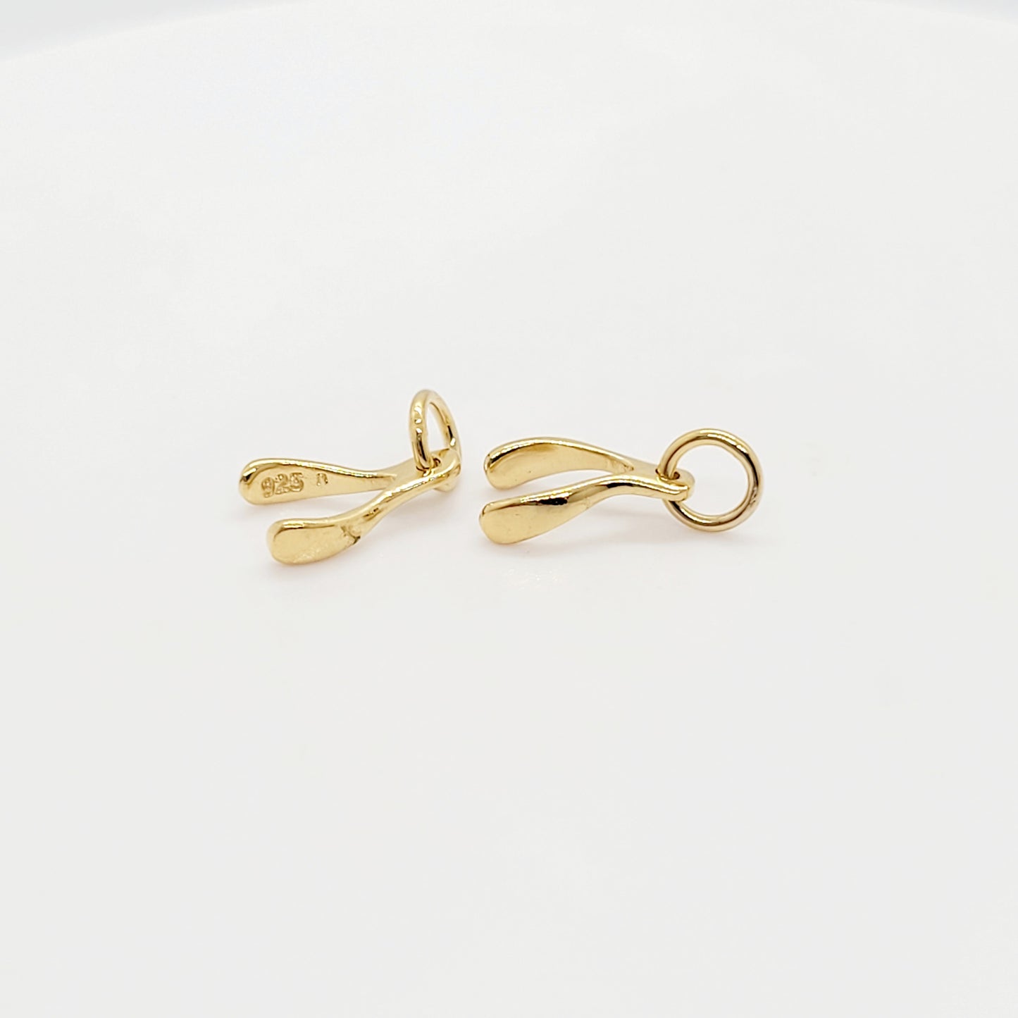Gold Plated Sterling Silver (Vermeil) Petite Wish Bone Charm / Pendant