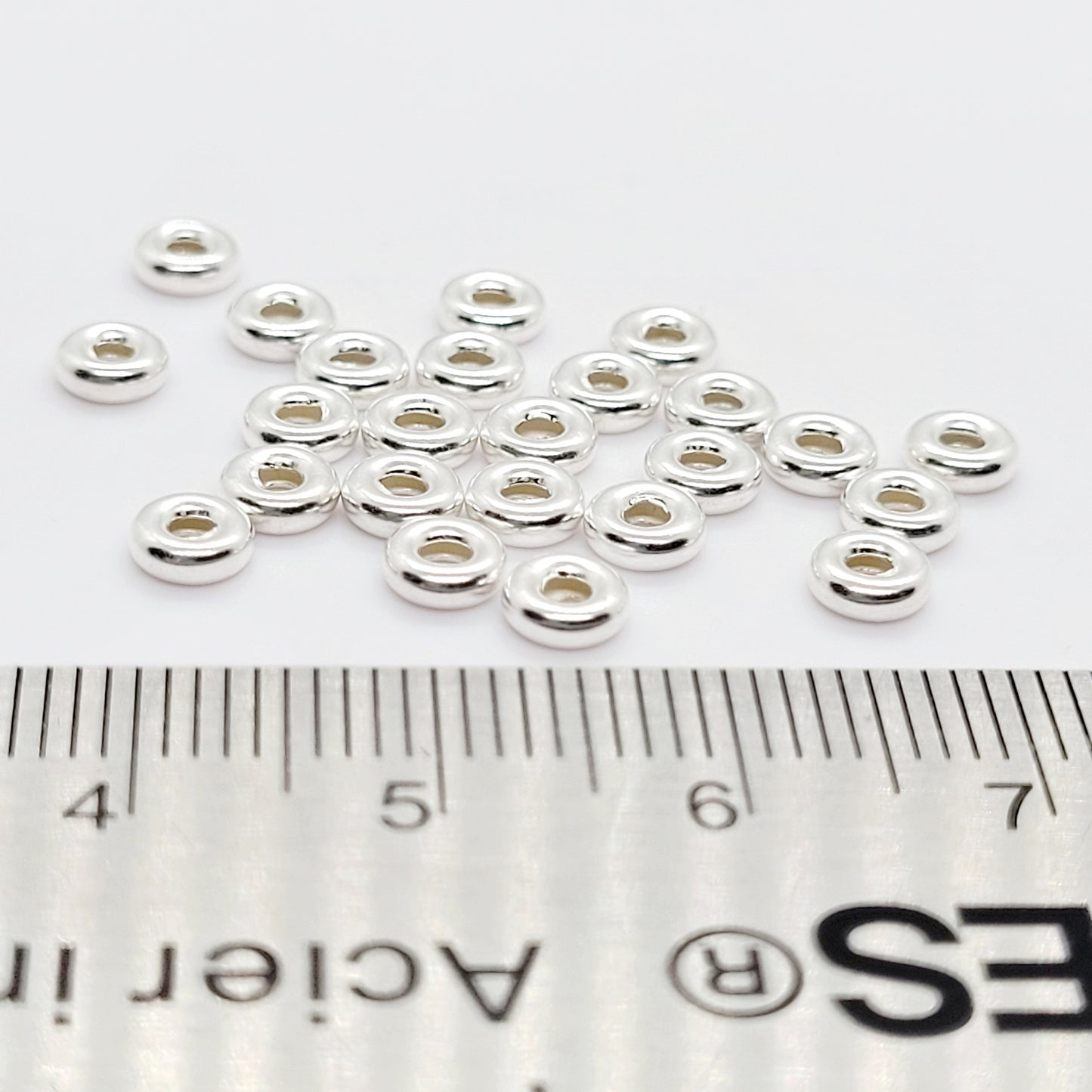 4 mm .925 Sterling Silver Donut Spacer Bead