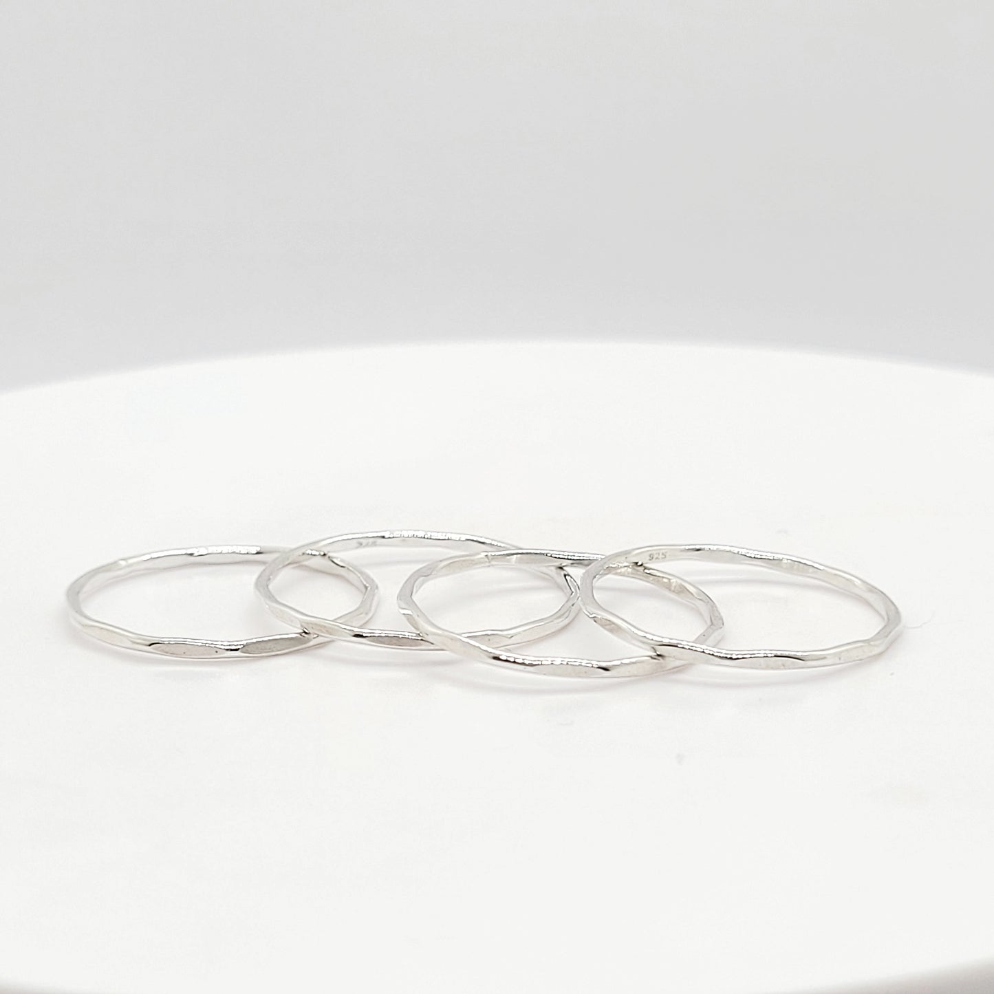 .925 Sterling Silver Hammered 1 mm Stacking Ring